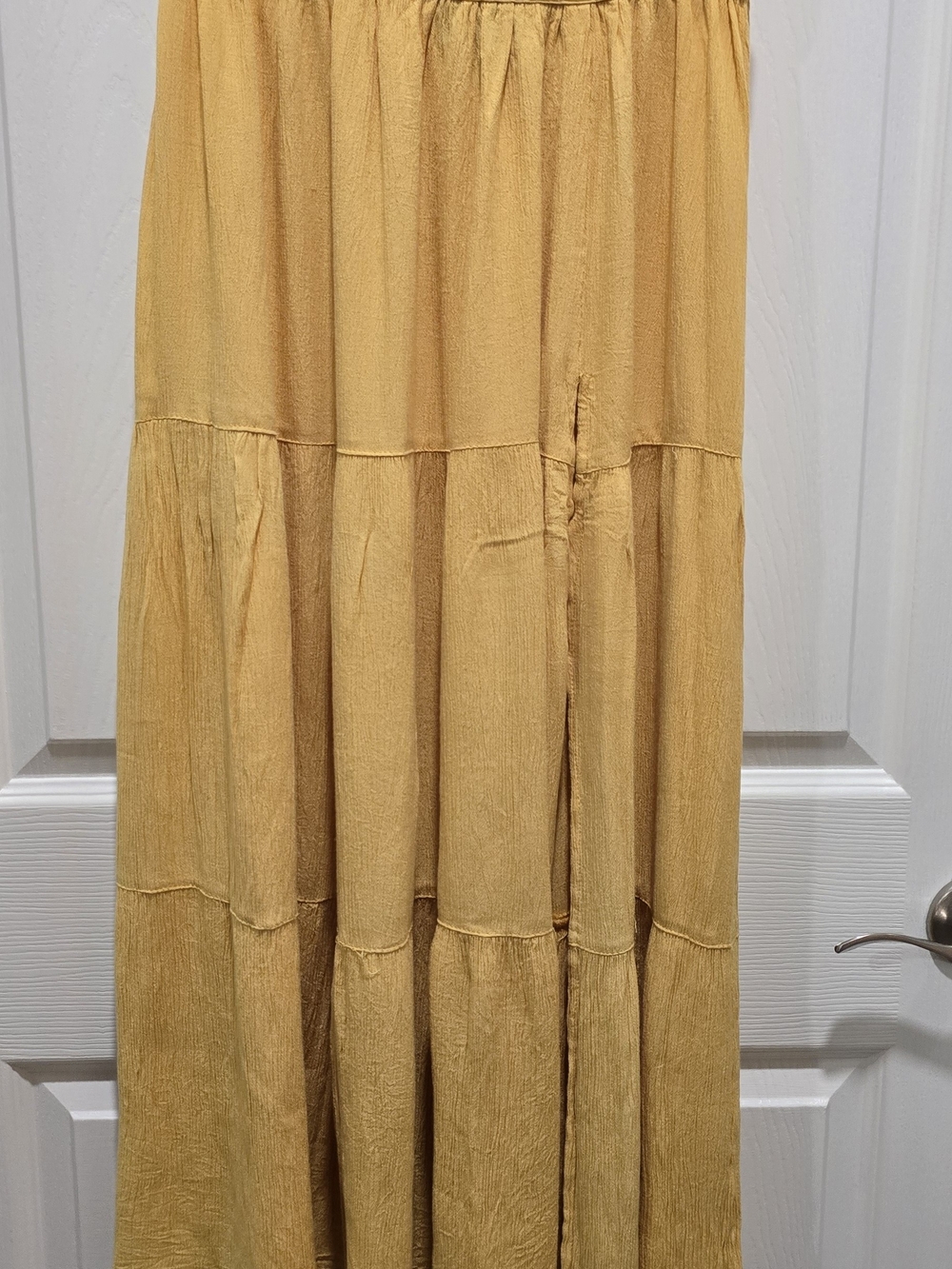 Angie Mustard Tiered Maxi Skirt